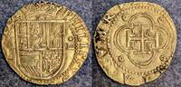 SPANIEN Philipp II., 1556-1598 Cob- 4 Escudos o.J. (1566-1587) SD, Sevilla Gold. SUP-