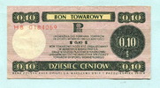 Polen, 10 Cents Bon Towarowy, -