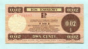 Polen, 2 Cents Bon Towarowy, -