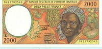 Zentralafrikanische Staaten, 2000 Francs Gabun, -