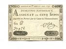 Frankreich, 5 Livres Assignat, -