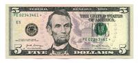 USA, 5 Dollars Replacement/Ersatznote, -