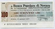 Italien 100 Lire ~ La Banca popolare di Novara ~ -