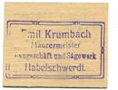 Schlesien 50 Pfg. o.D.1921 Habelschwerdt, E. Krumbach-Maurermeister, I/I- 25,00 EUR  + 9,50 EUR frais d'envoi