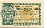 Schlesien 25 Pfg. 1.3.1920 Oels,Kaufm&auml;nnischer Verein, I/I- 8,00 EUR  + 6,00 EUR frais d'envoi