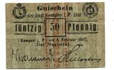 Posen 50 Pfg. 1.2.1917 Kempen,Kepno, unz 22,00 EUR  + 9,50 EUR frais d'envoi