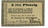 Westpreu&szlig;en 5 Pfg. 10.1.1917 Sch&ouml;neck,Skarszewy, unz 65,00 EUR  + 9,50 EUR frais d'envoi