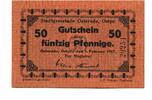 Ostpreu&szlig;en 50 Pfg. 1.2.1917 Osterode,Ostroda, unz 38,00 EUR  + 9,50 EUR frais d'envoi