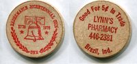 USA Wooden Nickel - Brazil, Ind. - -