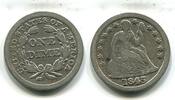 USA, Dime 1845 s-ss 39,90 EUR prix TTC + 8,00 EUR frais d'envoi