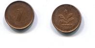 Deutschland, 1 Pfennig sehr starke Prägeschwäche, -