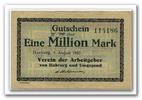 Harburg, 1 Mio. Mark Verein der Arbeitgeber / Fehldruck Habrurg statt Harburg, -