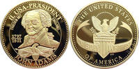 USA Medaille Gedenkprägung Präsidenten der USA John Adams - mit 24 Karat Gold verdedelt -
