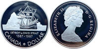 Kanada 1 Dollar Détroit de Davis Strait (1587-1987) - Segelschiff -