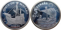 Spanien 5 ECU Segelschiff - Coca de Mataro - 1 Oz Silber -