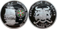 1000 Francs CFA 2010 Benin Segelschiff Santissima Trinidad 1769 - Kompass - farbig PP