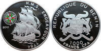1000 Francs CFA 2010 Benin H.M.S. Endeavour 1764 - Kompass - farbig PP, leicht fleckig angelaufen
