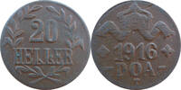 20 Heller 1916 T Deutsch-Ostafrika Erstes L in Heller unvollständig! ss