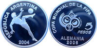 Argentinien 5 Pesos Gedenkmünze FIFA Fussball-Weltmeisterschaft in Deutschland 2006 -