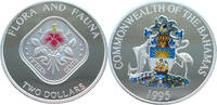 Bahamas 2 Dollars Flora und Fauna - Hibiskus - 1 Oz Silber mit Farbapplikation -