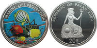 Palau 20 Dollar Marine Life Protection - Schiffswrack - 5 Oz Silber - Farbmünze -