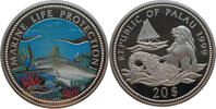 Palau 20 Dollar Marine Life Protection - Hai - 5 Oz Silber - Farbmünze -