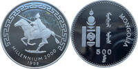 Mongolei 500 Togrog Millennium 2000 - Reiter und mehrfarbig gesprenkeltes Hologramm -