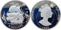 Bahamas 5 Dollar 1993 Segelschiff, Marlin und Flamingo PP, kl. Flecken 75,00 EUR  + 15,50 EUR frais d'envoi