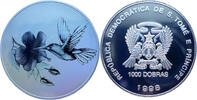St. Thomas and Prinzeninsel 1000 Dobras 1998 Kolibri in Hologrammtechnik PP 115,00 EUR  + 16,00 EUR frais d'envoi