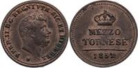 ITALIEN 1/2 Tornese Ferdinando II. 1830-1859 1851 Fleck, Prägeschwäche, SPL