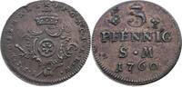 MAINZ 3 Pfennig Johann Friedrich Karl von Ostein 1743-1763 -