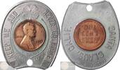 United States of America Historical Medal Encased Penny - Souvenir Santa Claus, California - Good Luck Penny Horseshoe -