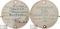 Koninkrijk der Nederlanden Historiepenning Identiteitsplaat Luchtbeschermingsdienst op naam van Sietse Jonker te Maarssen -