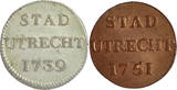 NETHERLANDS Duit 1739 & 1751 Utrecht - LOT of 2 coins SUP-/SUP