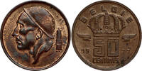 BELGIUM 50 Centiemen Boudewijn I - VARIETY with large Adam's apple -