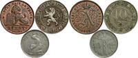 BELGIUM 2C + 10C + 50C Leopold II & Albert I - LOT of 3 coins -