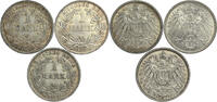 GERMAN EMPIRE 1 Mark 1907+1911+1912 Wilhelm II - LOT of 3 coins ss+/vz+ 115,00 EUR  + 11,00 EUR frais d'envoi