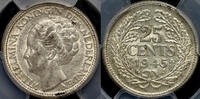 NETHERLANDS 25 Cent Wilhelmina -