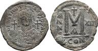 Costantinopole Follis Justinian I (527-565). Æ Follis - 40 Nummi . -