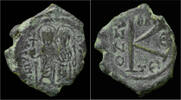Byzantine Half follis Justin II & Sophia AE half follis. -