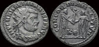 Roman radiate Maximianus Herculius AE radiate emperor accepting Victory on globe -