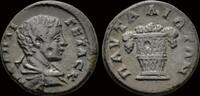 Thrace AE17 Thrace Pautalia Geta, as Caesar AE17 basket containing fruits -