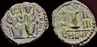 Byzantine decanummium Justin II & Sophia AE decanummium Large I -