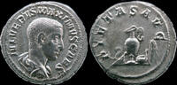 Roman denarius Maximus AR denarius emblems of the pontificate -