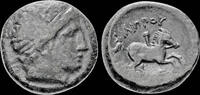 Macedon AE17 Macedonian Kingdom Philip II AE17 young male rider right -