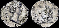 Roman denarius Diva Faustina I AR denarius Vesta seated left -
