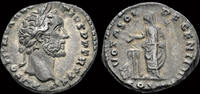 Roman denarius Antoninus Pius AR denarius emperor standing left -