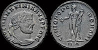 Roman follis Maximianus AE silvered follis Genius standing left -