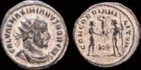 Roman AE antoninianus Maximianus Herculius AE antoninianus Jupiter presents Victory on globe -