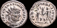 Roman AE antoninianus Maximianus Herculius AE antoninianus Jupiter presents Victory on globe -
